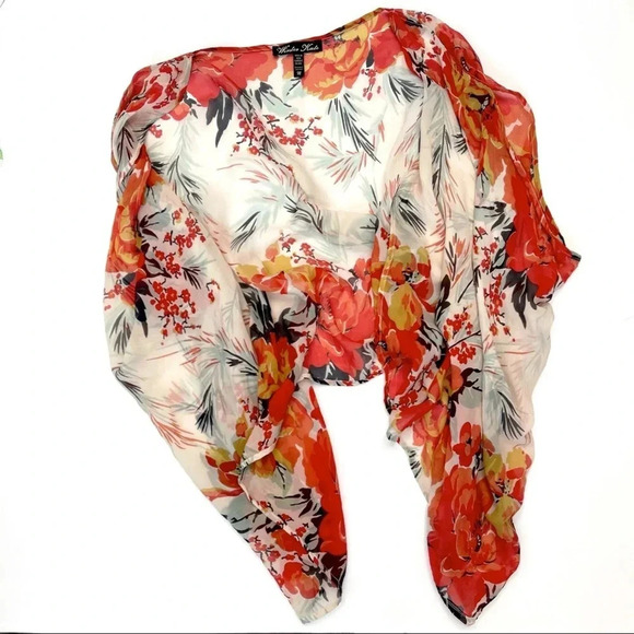 WINTER KATE Silk Sheer Floral Kimono M - Picture 8 of 8